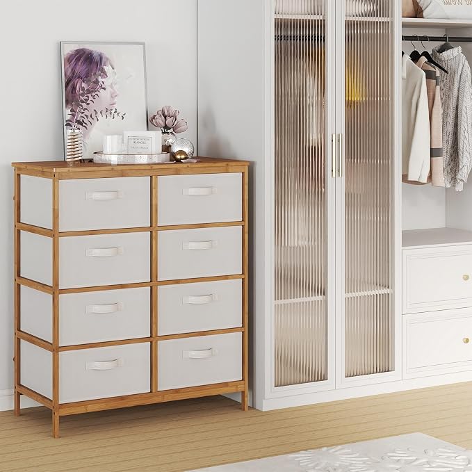 Giantex 8 Drawers Dresser for Bedroom, Bamboo Fabric Storage Tower - Image 2