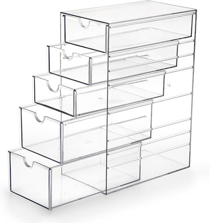 Hipiwe 5-Drawers Plastic Storage Organizer, Cosmetic Hair Tie Container by Hipiwe