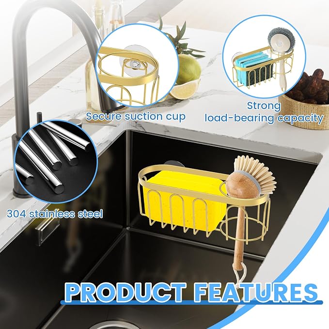 4 Pcs Sponge Holder Stainless Steel Kitchen Sink Caddy - Image 6