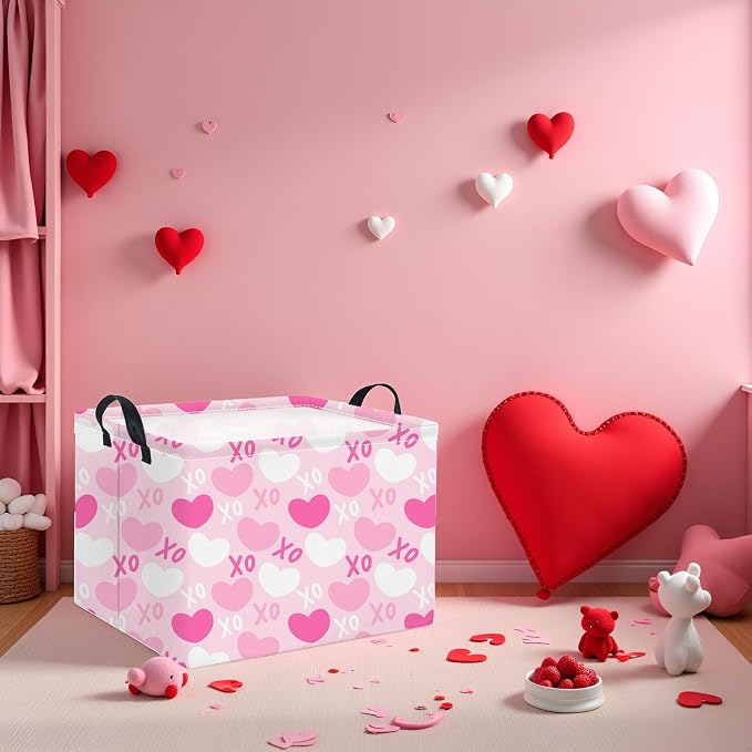 Rectangular Valentines Basket for Home Kitchen Girls Cute Kids Storage Bin - Image 6
