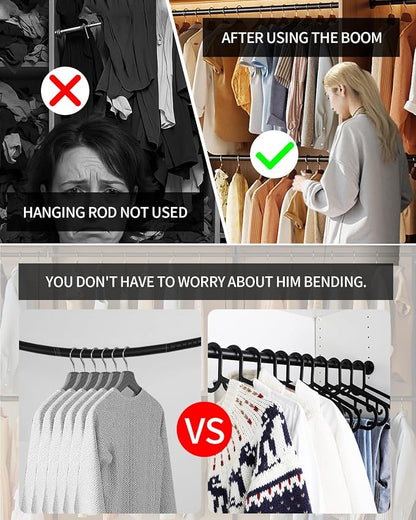 BaiNong Closet Rods for Hanging Clothes Adjustable 17"-30" Black Heavy Duty | - Image 4