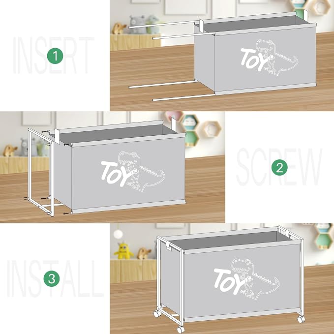 MISSLO Large Toy Box with Wheels Big Toy Chest - Image 8