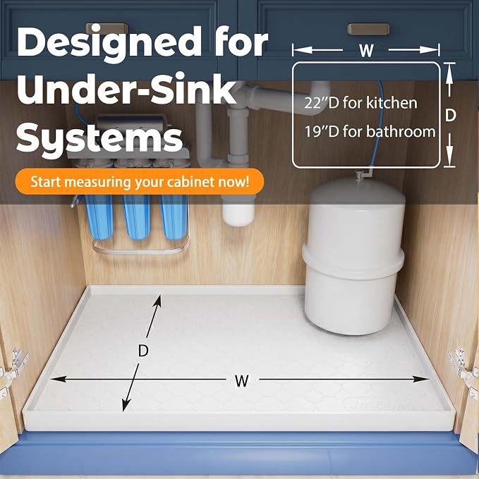 Jin&Bao Waterproof Under Sink Mat 34" x 22", Thick Silicone Mat Cabinet - Image 2