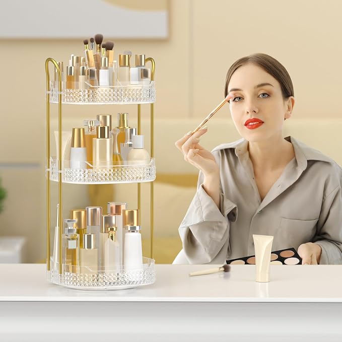 Rotating Makeup Organizer for Vanity 3 Tier, Perfume Organizer - Image 3