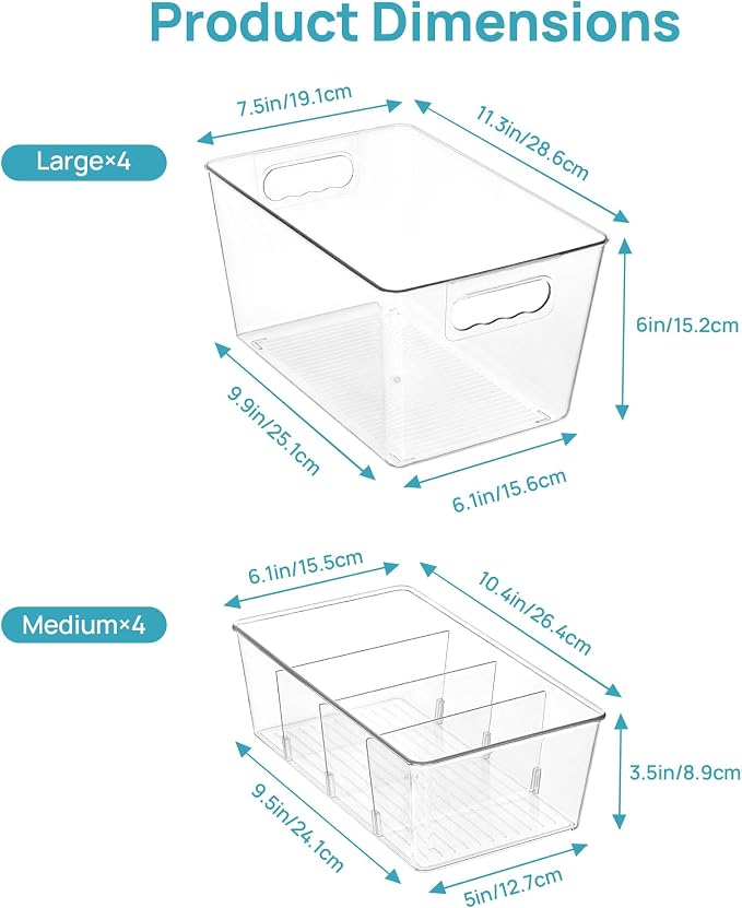 Vtopmart 8 Pack Clear Storage Bins Set - Image 2