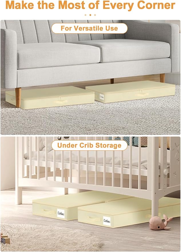punemi 4.5 Inch Tall Low Profile Under Bed Storage Containers Bins, Under Couch - Image 5