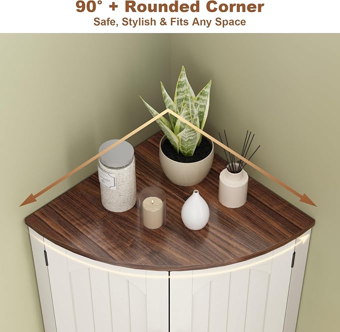 Tall Corner Cabinet, 64.7" Corner Storage Cabinet - Image 5