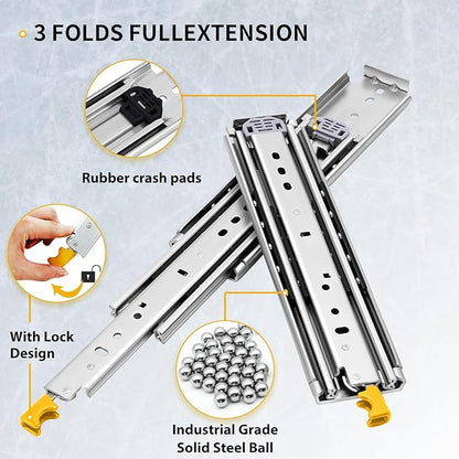 YENUO Locking Heavy Duty Drawer Slides Full Extension 12–60 Inch 410 LB | Side - Image 8