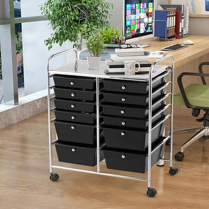 Giantex 12 Drawer Rolling Storage Cart Tools Scrapbook Paper Office School - Image 4