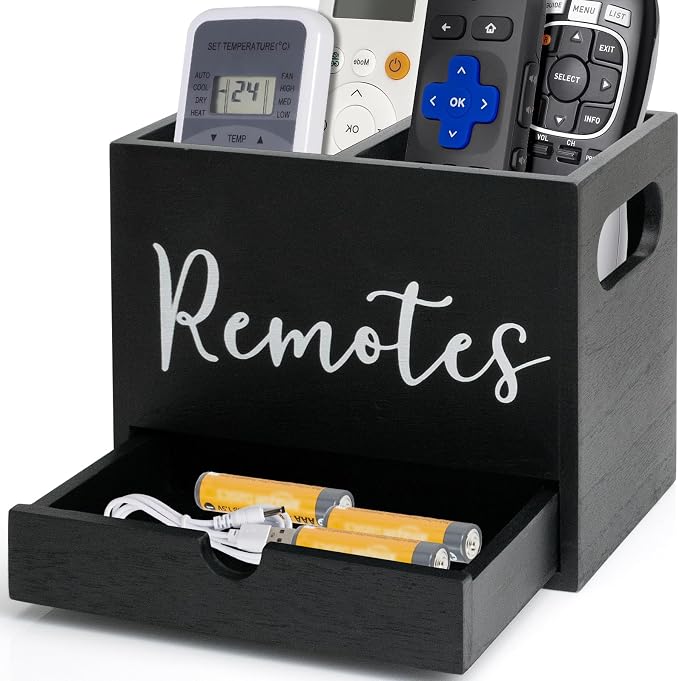 Remote Control Holder, Wooden TV Controller Holder, Desk Organizer by MZYOUHUO