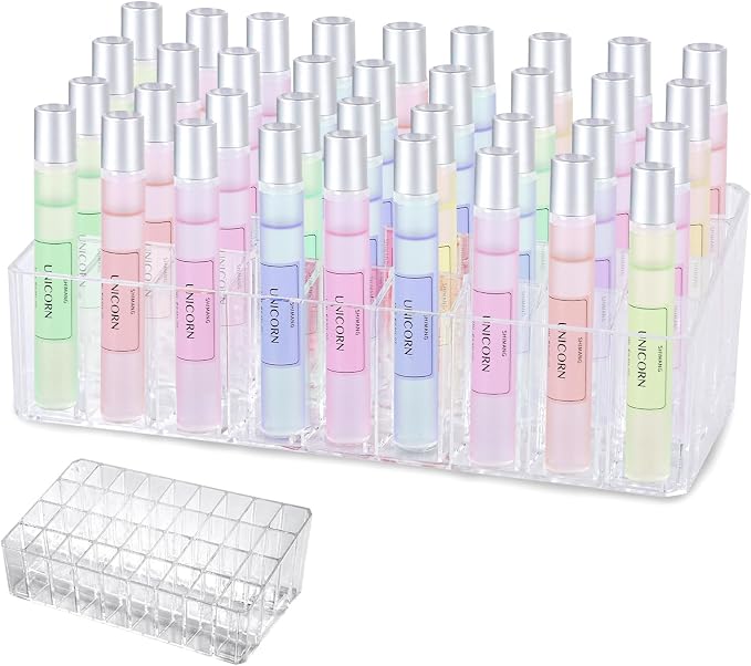 Rollerball Perfume Organizer, Beauty Scent Holder, 36 Space Clear Acrylic by Unknown