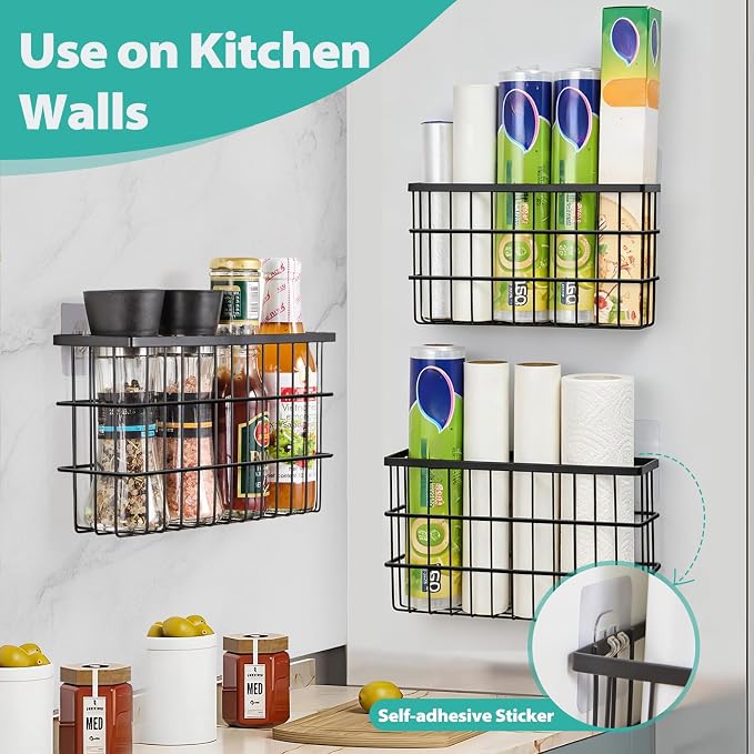 Sinnsally 3 Pack Cabinet Door Organizer, Self Adhesive Lid Organizers Inside - Image 4