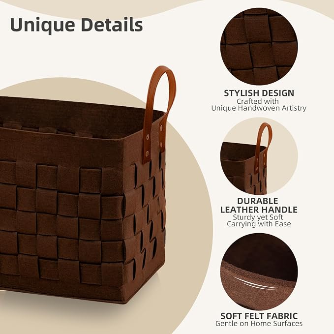 boldmonkey Laundry Basket 16.5 " x13 x13, Large Rectangular Felt Fabric Blanket - Image 2