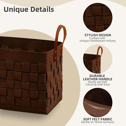 boldmonkey Laundry Basket 16.5 " x13 x13, Large Rectangular Felt Fabric Blanket - Image 2