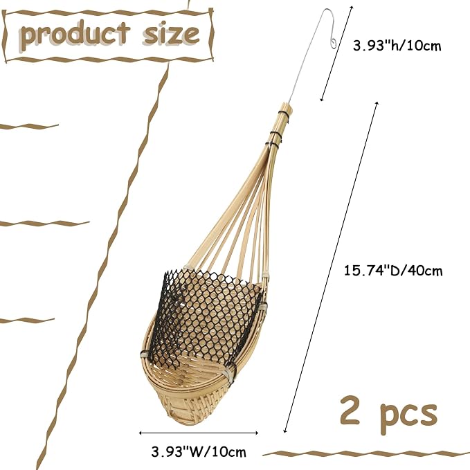 Yookeer 2 Pack Hanging Orchid Planter 4 Inch Thai Bamboo Hanging Orchid Basket - Image 2