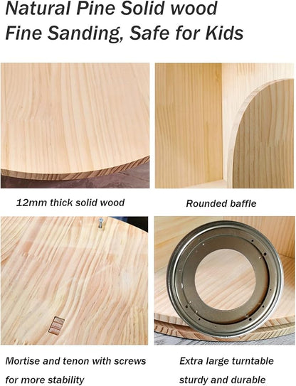 3-Tier Rotating Bookshelf, Wooden Spinning Bookcase - Image 3