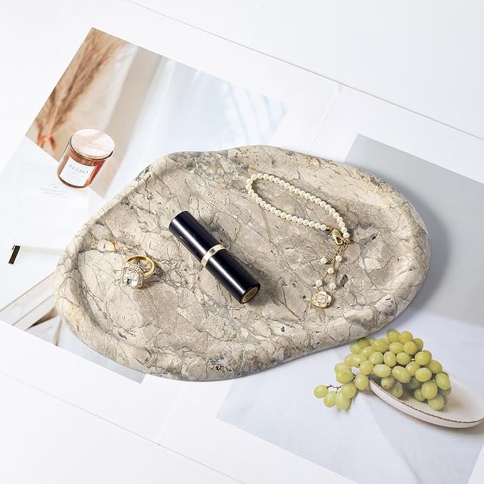 Koville Marble Vanity Tray for Bathroom, Cloud Shape Stone Key Tray | 10" x 7" - Image 7