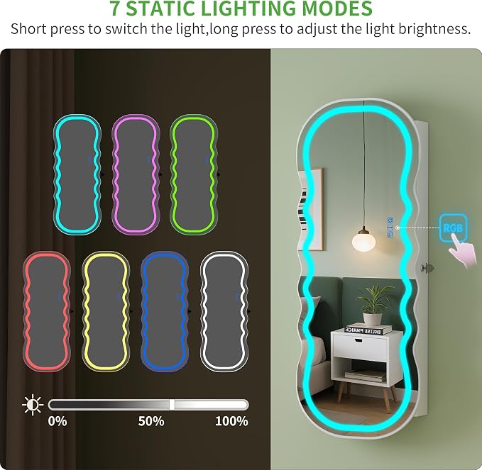 HNEBC LED Mirror Jewelry Cabinet - Image 9