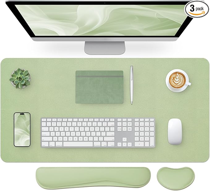 Bloss Leather Desk Mat and Keyboard Wrist Rest, Large Mouse Pad + Keyboard by Bloss