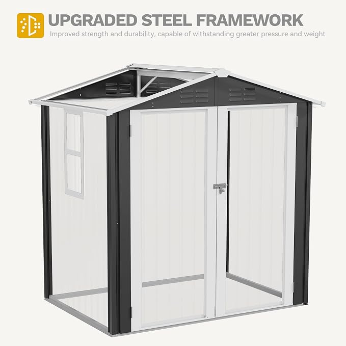 DWVO 6x4ft Metal Outdoor Storage Shed - Image 7