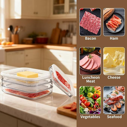 2 Pcs Deli Meat Container for Fridge, Stackable Food Storage Boxes - Image 3