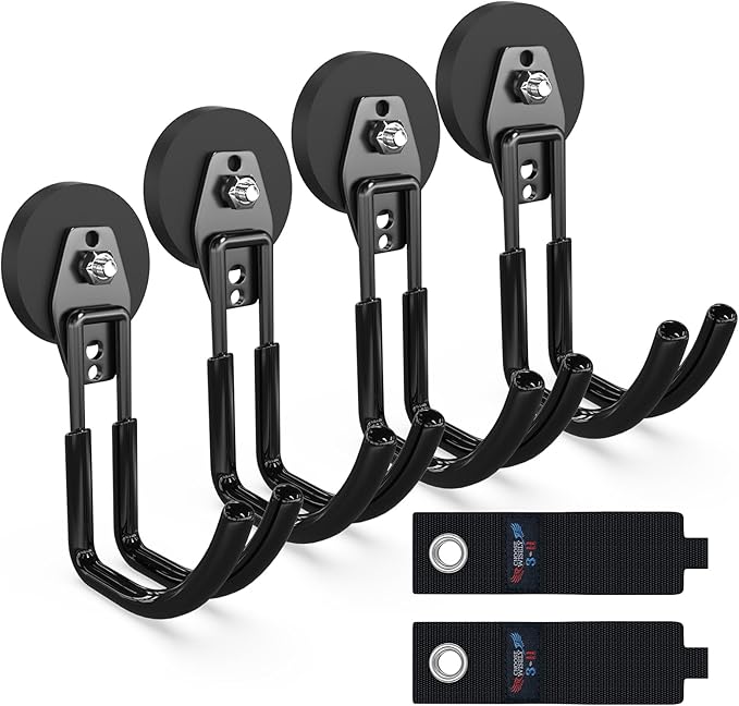 3-H Heavy Duty Magnet Garage Hooks 4 Pack, J Shape Strong Magnetic Hooks by 3-H