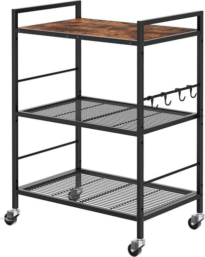 3-Tier Metal Storage Rack with Industrial Wheels, Mesh Shelving Unit with by Unknown