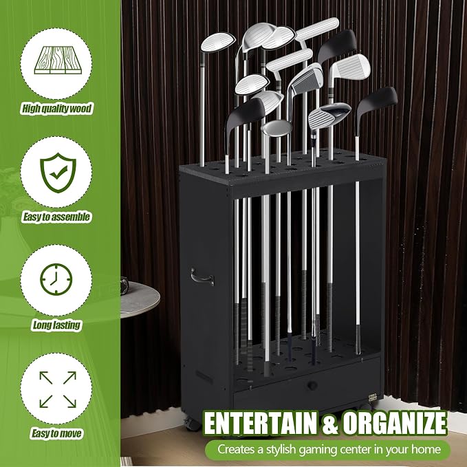 27 Hole Golf Club Stand Holder Wooden Golf Club Organizer Putter Display Rack - Image 4