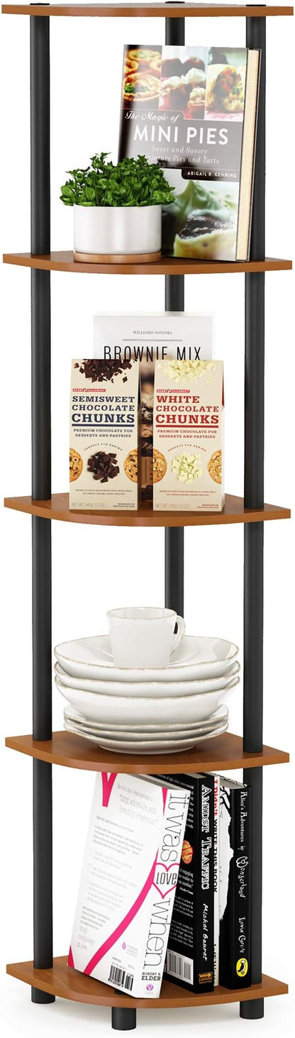 Furinno TURN-N-TUBE Corner Shelf, 5-Tier Corner Bookshelf, Open Storage Shelves - Image 6