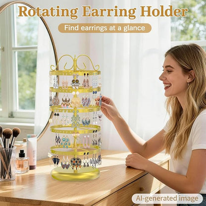 MODOWEY Rotating Earring Holder Organizer Display, 5 Tiers Metal Tree, - Image 2
