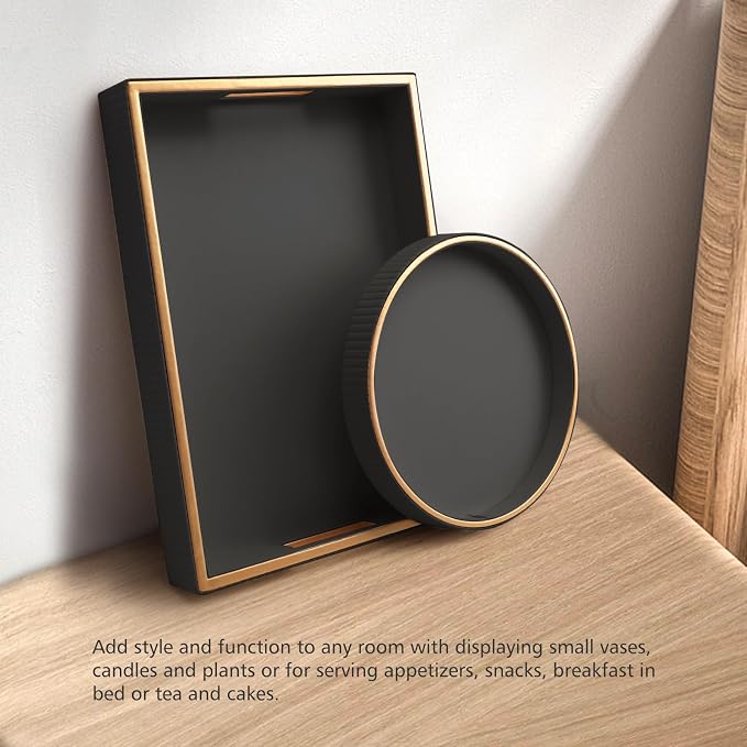 SANZIE Leather Tray Desktop Storage Organizer Premium Serving Tray Decorative - Image 5