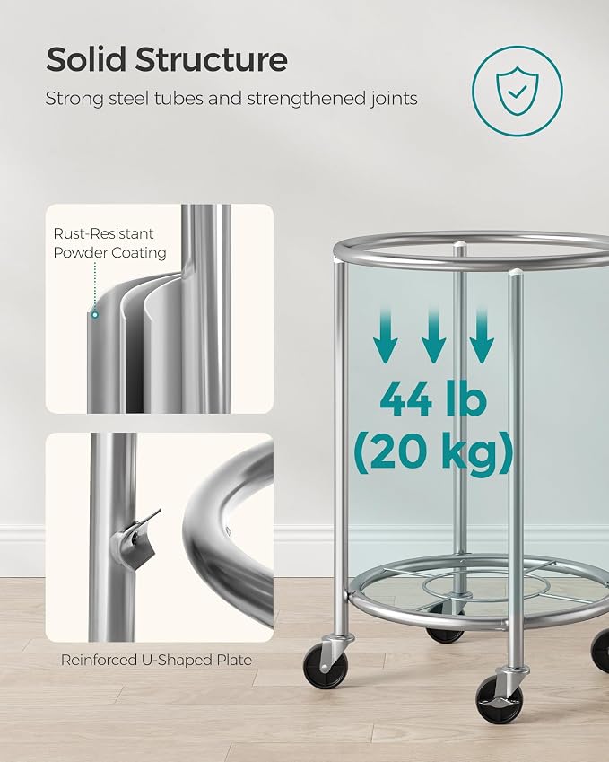 SONGMICS Laundry Basket, Rolling Steel Frame - Image 7