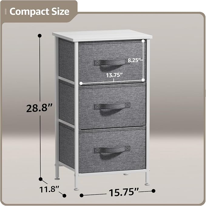 Sorbus Nightstand with 3 Drawers - Image 3