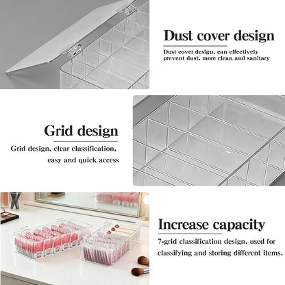 2 Pack Clear Acrylic Makeup Organizers, 7-Section Bathroom Organizer - Image 5