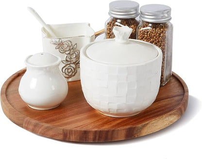12-inch Acacia Wood Lazy Susan Organizers, Lazy Susan Turntable by ACIAZAAZ