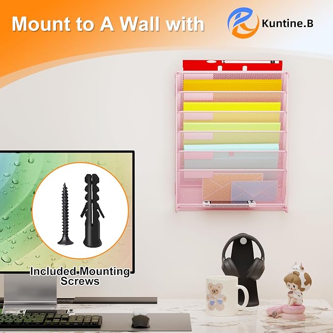 Kuntine.B Wall File Organizer Hanging Magazine Holder - Image 4