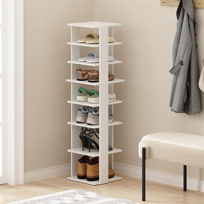 Furinno Compact Vertical Shoe Rack, 8-Tier Narrow Shoe Organizer, Free Standing - Image 2