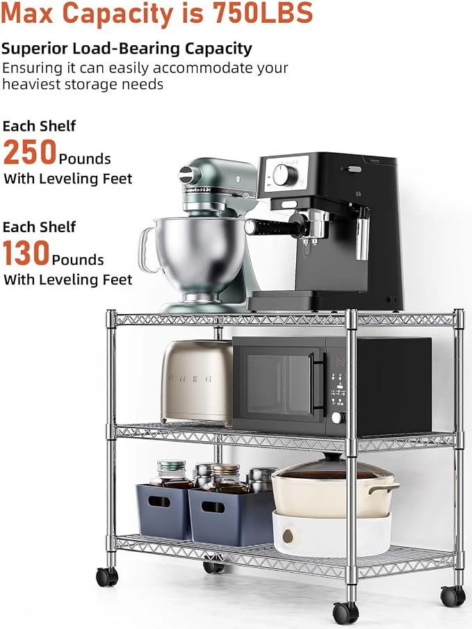 Simple Deluxe Heavy Duty 3-Shelf Shelving Unit, 24.02" D x 13.78"W x 21.97" H - Image 4
