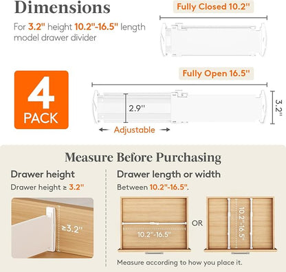 Lifewit Drawer Dividers for Clothes, 3.2" High 10.5"-16.5" Expandable Dresser - Image 2