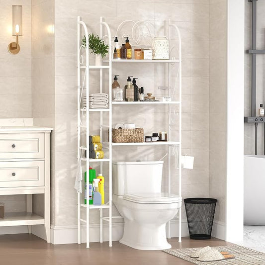 7-Tier Over the Toilet Storage Rack, Heavy-Duty Metal Bathroom Organizer by vividwood