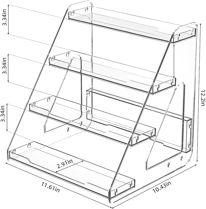 JOYZAN Clear Riser Display Stands 4 Tier Display Shelf Tiered Display Rack | - Image 2