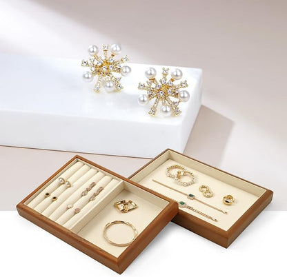 Oirlv Solid Wood 12 Grid Jewelry Organizer Tray Jewelry Drawer Organizer - Image 3