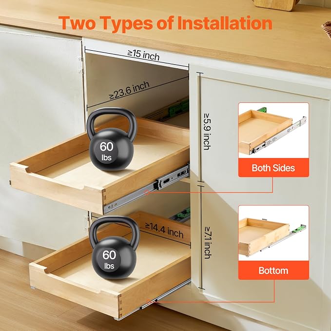 VEVOR Pull Out Cabinet Organizer, Soft Close Slide out Shelf, Heavy-Duty - Image 5