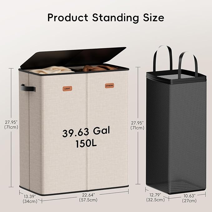 150L Double Laundry Hamper - Image 2