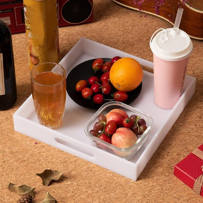 Glossy White 21"X21"X2" Decorative Tray Extra Large Sturdy Acrylic Serving Tray - Image 5