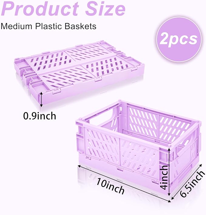 2 Pack Mini Foldable Small Plastic Baskets - Image 2