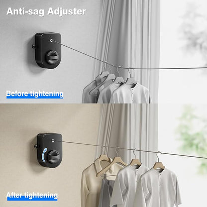 Mustorn Retractable Clothesline Indoor, Non-Sagging Outdoor Clothes Line - Image 3