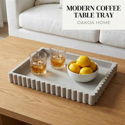 OAKOA Concrete Decorative Tray for Coffee Table Tray Decor - Image 4