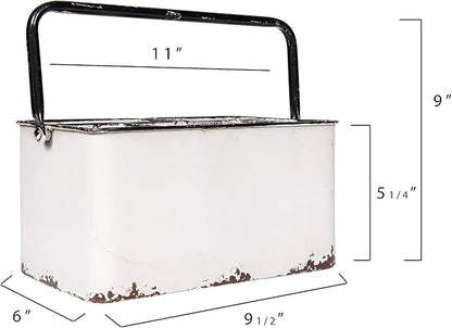 Creative Co-Op Distressed White Metal Caddy - Image 2