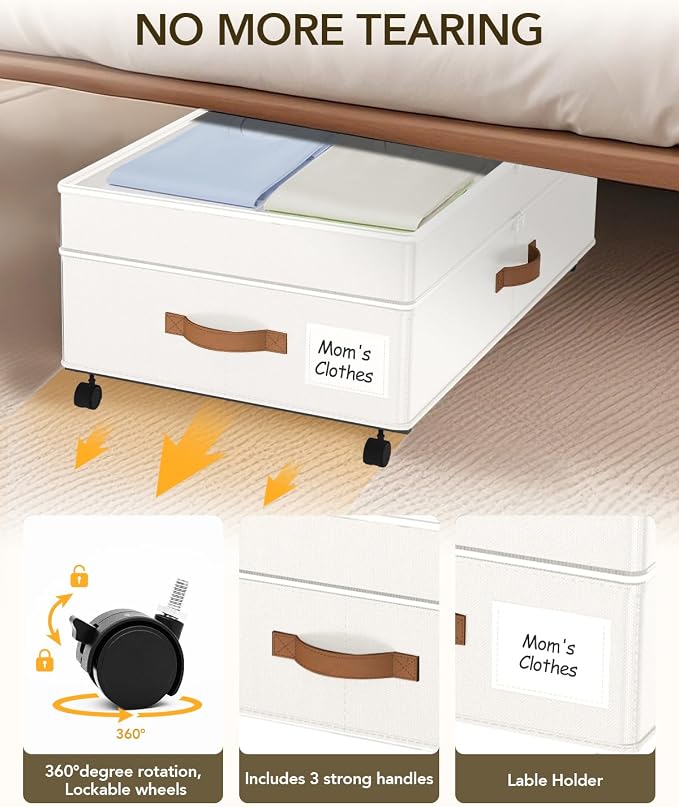 Under Bed Storage with Wheels, 10 inches Under Bed Storage Containers, 65L XXL - Image 5